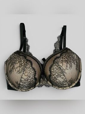 Victoria’s Secret Very Sexy Push-Up Bra 36DDD Black Nude Lace Lingerie